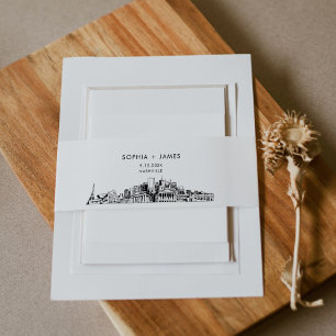 Bandeau De Faire-part Bande Belly Skyline de Nashville, 2"x11.5"