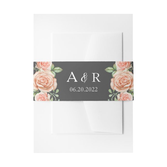 Bandeau De Faire-part Bande de ventre à Faire-part de mariage rose pâle (Devant example)