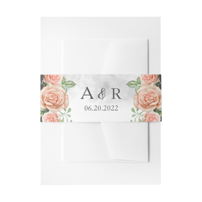 Bandeau De Faire-part Bande de ventre à Faire-part de mariage rose pâle (Devant example)