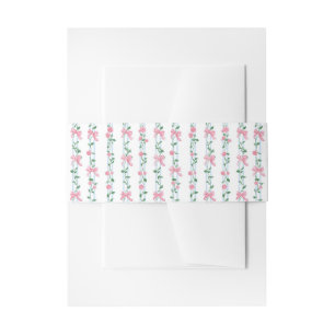 Bandeau De Faire-part Bande de ventre de jardin rose et ruban aquarelle