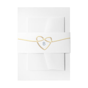 Bandeau De Faire-part Bande de ventre de mariage à coeur de corde dorée