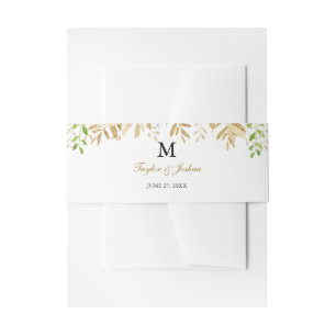 Bandeau De Faire-part Bande de ventre de mariage à l'aquarelle de feuill