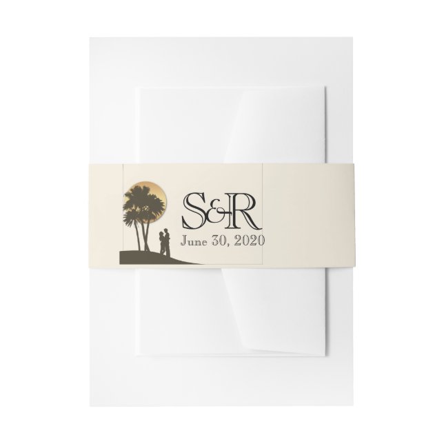 Bandeau De Faire-part Bande de ventre de mariage de paradis d'île (Devant example)