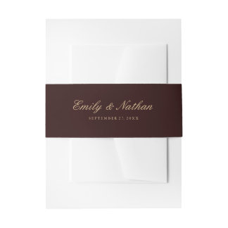 Bandeau De Faire-part Bande de ventre de mariage élégante or bordeaux