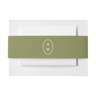 Bandeau De Faire-part Bande de ventre de mariage en monogramme vert oliv