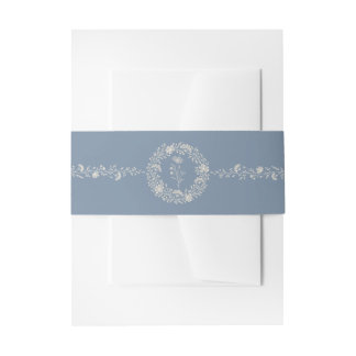 Bandeau De Faire-part Bande de ventre de mariage fleur sauvage bleu perv