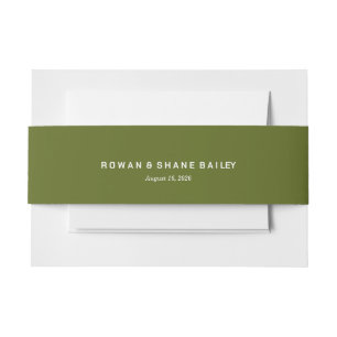 Bandeau De Faire-part Bande de ventre de mariage monogramme vert sauge
