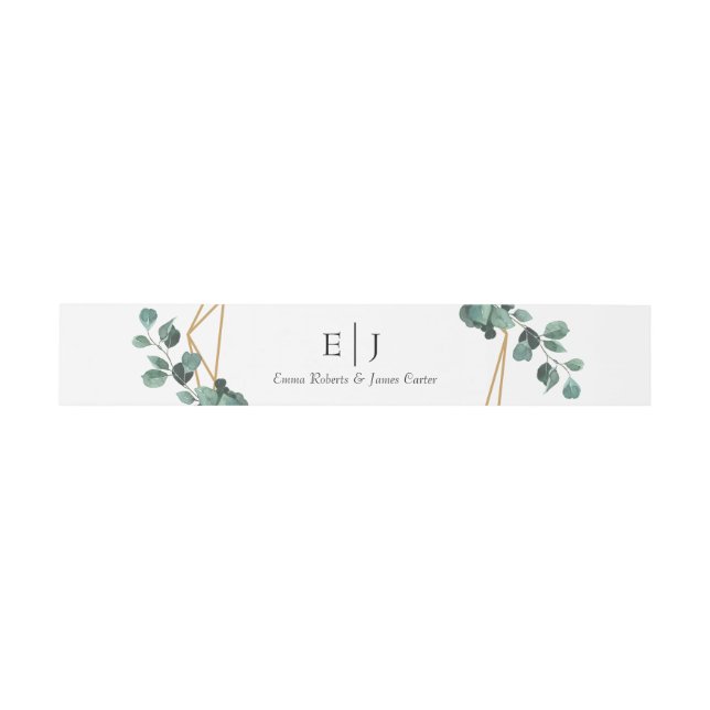 Bandeau De Faire-part Bande de ventre de monogramme de verdure classique (Plat)