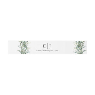 Bandeau De Faire-part Bande de ventre de monogramme de verdure classique