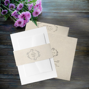 Bandeau De Faire-part Bande de ventre d'enveloppe de mariage botanique v