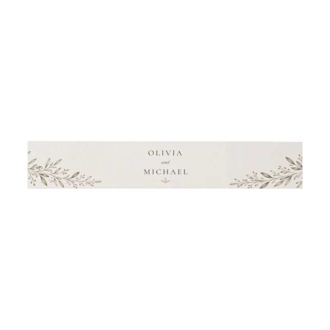 Bandeau De Faire-part Bande de ventre d'invitation de branche d'olive bo (Plat)