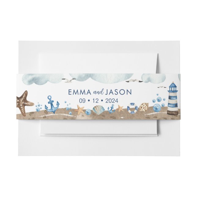 Bandeau De Faire-part Bande de ventre d'invitation nautique (Devant Example)