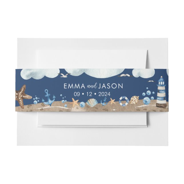 Bandeau De Faire-part Bande de ventre d'invitation nautique de la Marine (Devant Example)