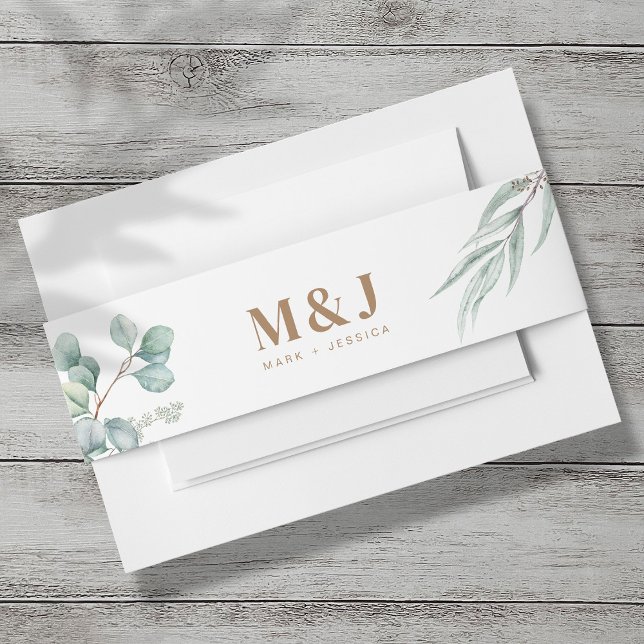 Bandeau De Faire-part Bande de ventre Eucalyptus Faire-part de mariage (Créateur téléchargé)