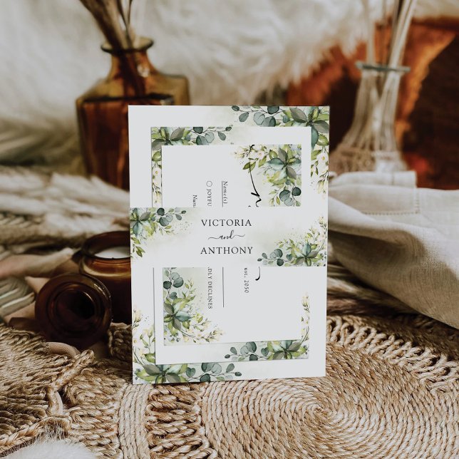 Bandeau De Faire-part Bande de ventre Faire-part de mariage verdoyante (Créateur téléchargé)