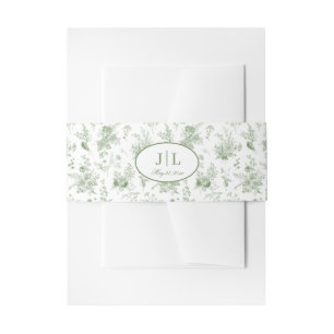 Bandeau De Faire-part Bande de ventre florale toile verte pour mariage