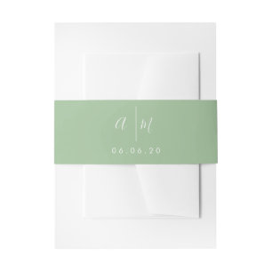 Bandeau De Faire-part Bande de ventre Green Belly, monogramme modifiable