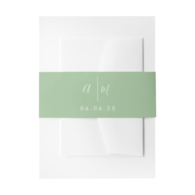 Bandeau De Faire-part Bande de ventre Green Belly, monogramme modifiable (Devant example)