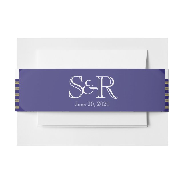 Bandeau De Faire-part Bande de ventre Mariage Art Déco de la Marine (Devant Example)