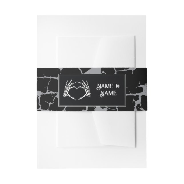 Bandeau De Faire-part Bande de ventre mariage Halloween Squelette Mains  (Devant example)