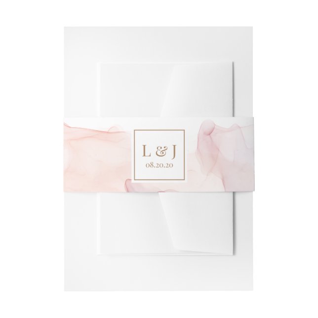 Bandeau De Faire-part Bande de ventre Mariage moderne en soie transparen (Devant example)