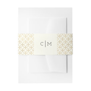 Bandeau De Faire-part Bande de ventre Mariage moderne géométrique Or