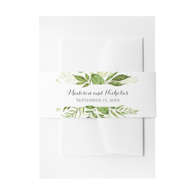 Bandeau De Faire-part Bande d'Enveloppe Mariage verte, Verdure rustique (Devant example)
