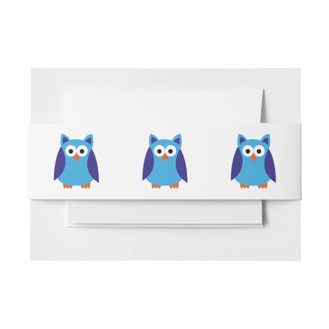 Bandeau De Faire-part Bande dessinée bleue de hibou (Devant Example)