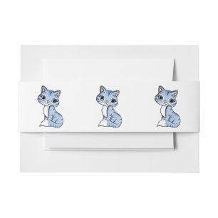 Bandeau De Faire-part Bande dessinée mignonne de chat bleu