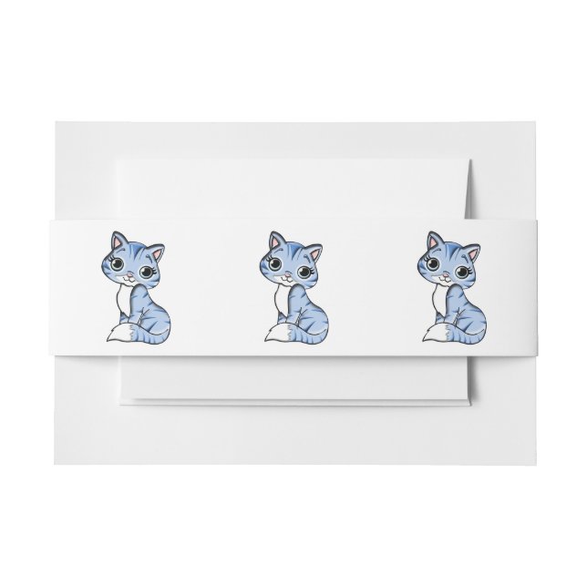 Bandeau De Faire-part Bande dessinée mignonne de chat bleu (Devant Example)