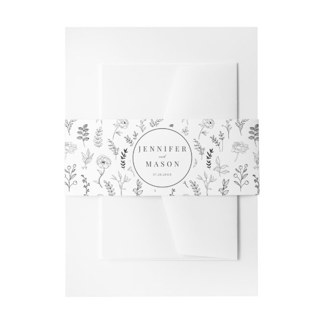 Bandeau De Faire-part Bande dorsale mariage noire blanche classique (Devant example)