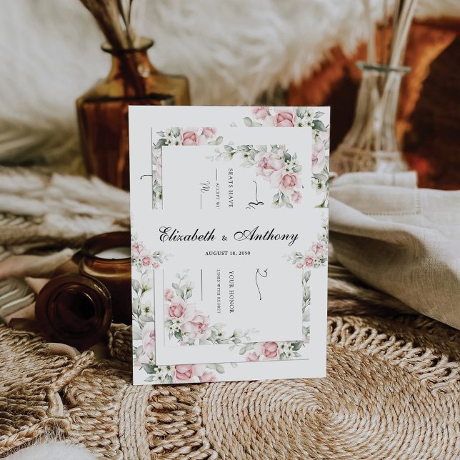 Bandeau De Faire-part Bande Faire-part de mariage de ventre Roses Roses  (Créateur téléchargé)