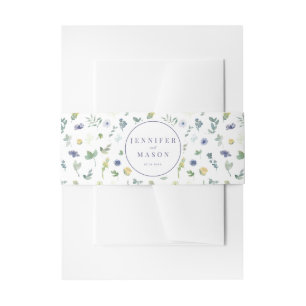 Bandeau De Faire-part Bande mariage de la fleur d'aquarelle jaune bleu