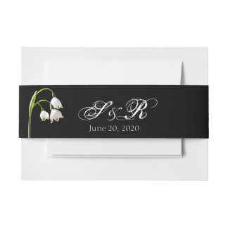 Bandeau De Faire-part Bande Mariage de ventre des Fleurs de Neige Blanch