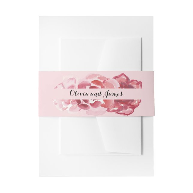 Bandeau De Faire-part Bande rouge de ventre de rose de rose d'aquarelle (Devant example)