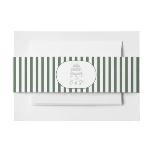 Bandeau De Faire-part Bande ventrale de mariage cabana prépa rayée verte