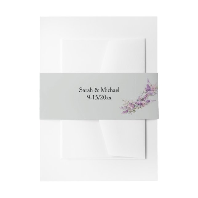 Bandeau De Faire-part Bande ventrale florale lilas (Devant example)