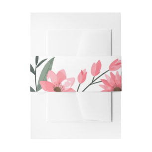 Bandeau De Faire-part Bande ventrale florale rose lavande pour mariage