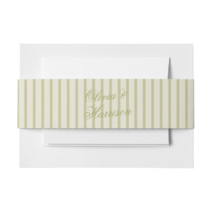 Bandeau De Faire-part Bande ventrale rayée vert olive pour mariage champ