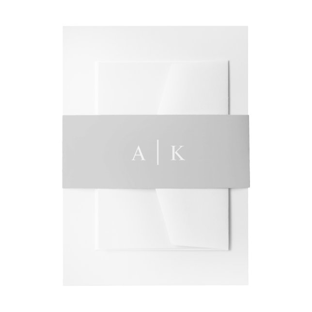 Bandeau De Faire-part Bande ventre simple invitation grise monogramme (Devant example)