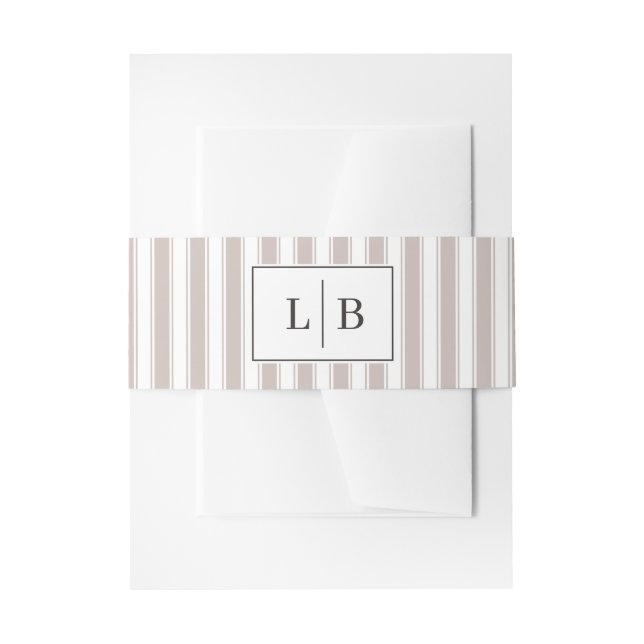 Bandeau De Faire-part Bandes beige élégantes et initiales (Devant example)