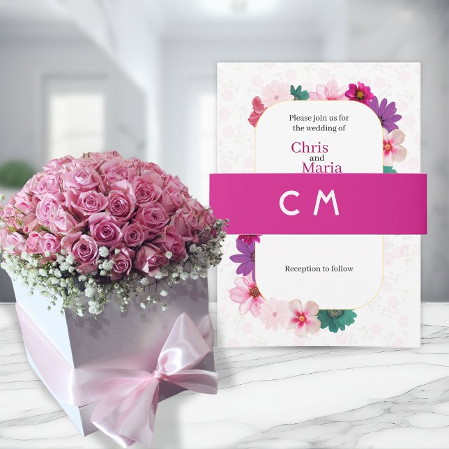 BANDEAU DE FAIRE-PART BANDES DE BELLY MARIAGES ROSE FONCÉ (Créateur téléchargé)