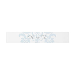 Bandeau De Faire-part Bandes subtiles de ventre Mariage damassé bleu