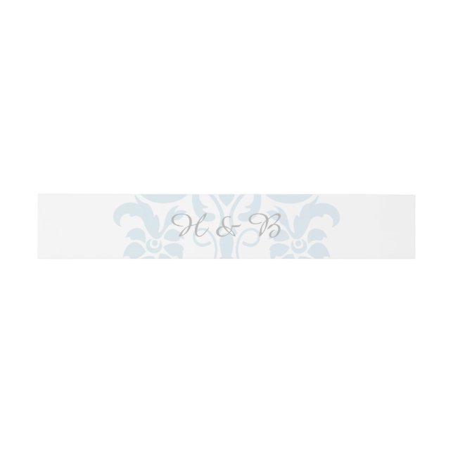 Bandeau De Faire-part Bandes subtiles de ventre Mariage damassé bleu (Plat)