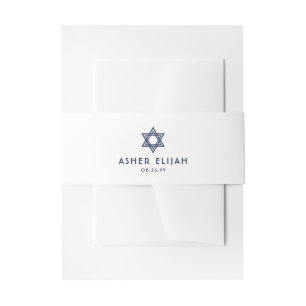 Bandeau De Faire-part Bar Mitzvah Star de David Minimal Marine Bleu blan
