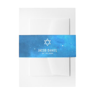 Bandeau De Faire-part Barre bleue Mitzvah de galaxie de l'espace