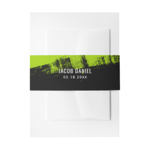 Bandeau De Faire-part Barre grunge Mitzvah de noir de vert de chaux