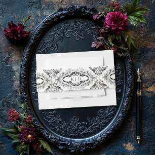 Bandeau De Faire-part Batte victorienne jusqu'à la mort Mariage noir et