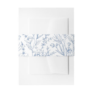 Bandeau De Faire-part Beau bleu Floral classique Mariage botanique