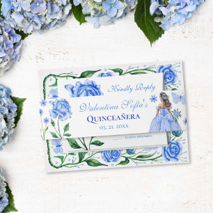 Bandeau De Faire-part Bébé Bleu Rose Princesse Papillon Quinceañera